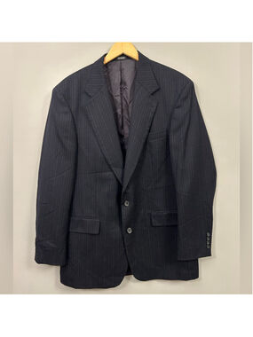 Oscar de la Renta Navy Pinstripe Blazer 42L W36 100% Wool